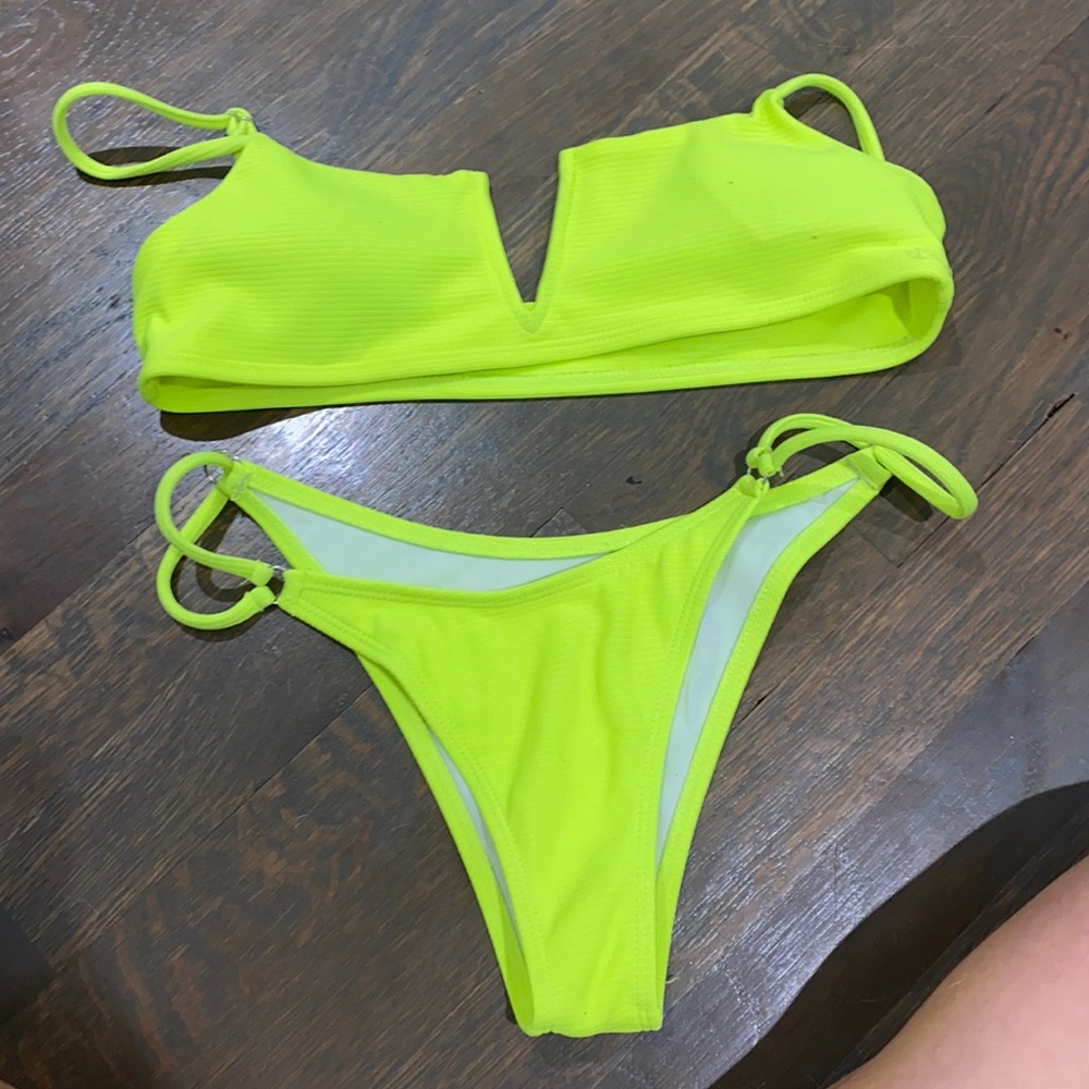 Padded neon yellow bathing suit